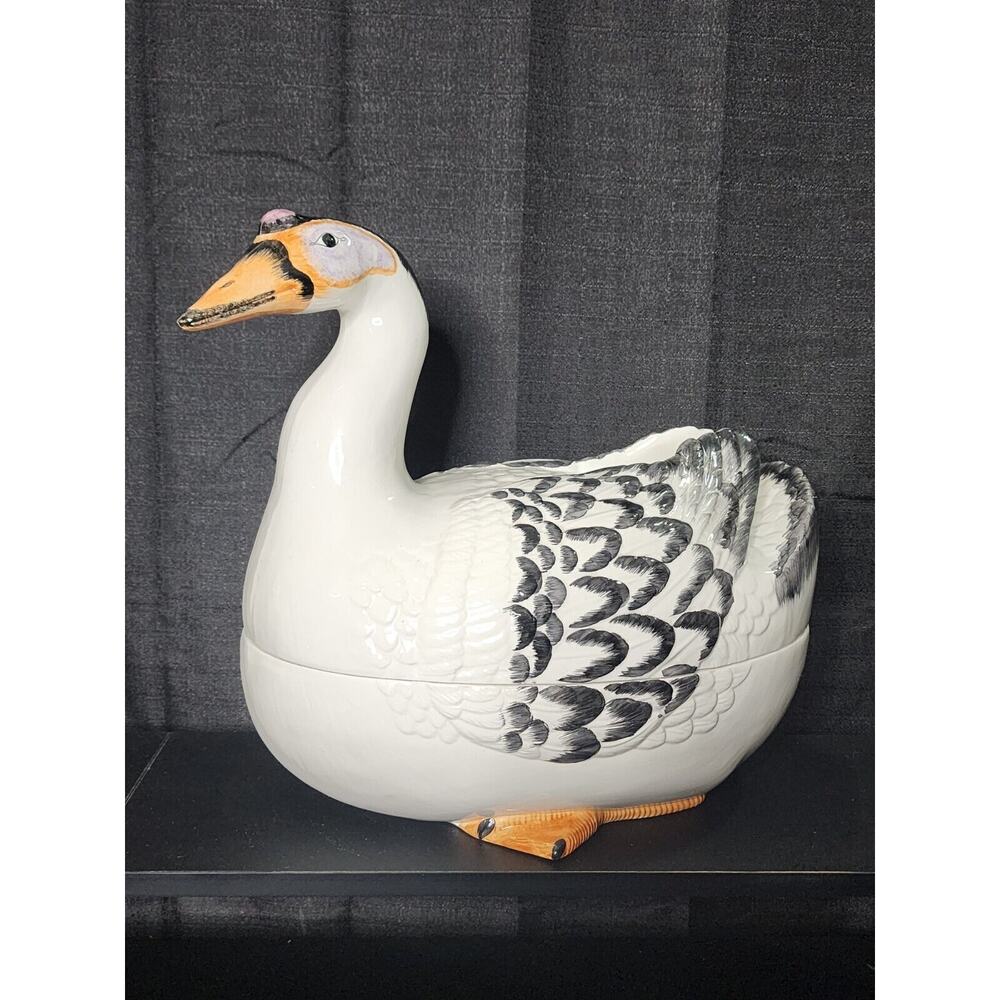 Mottahedeh Design Duck Goose Tureen Covered Dish Chinese soup Lid Italy Italian